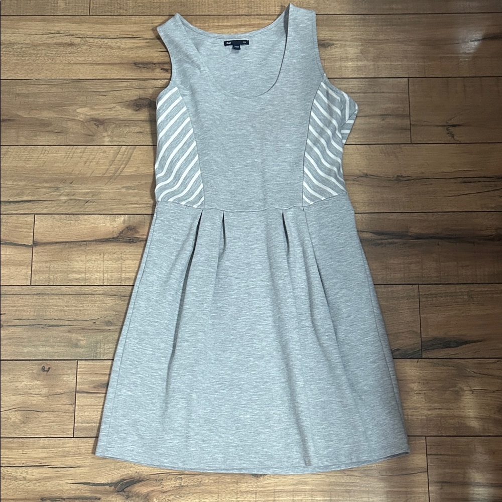 GAP Gray and White Striped Mini Dress
